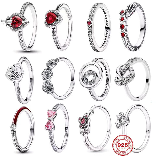 Fashion Classi 925 Silver Red Heart-shaped Ring