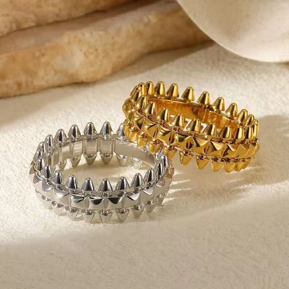 Gold Bullet Color Stainless Steel Geometric Rings